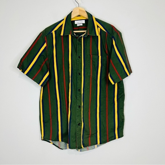 UO ‘90s Vertical Stripe Short-Sleeve Shirt Medium - Picture 3 of 6